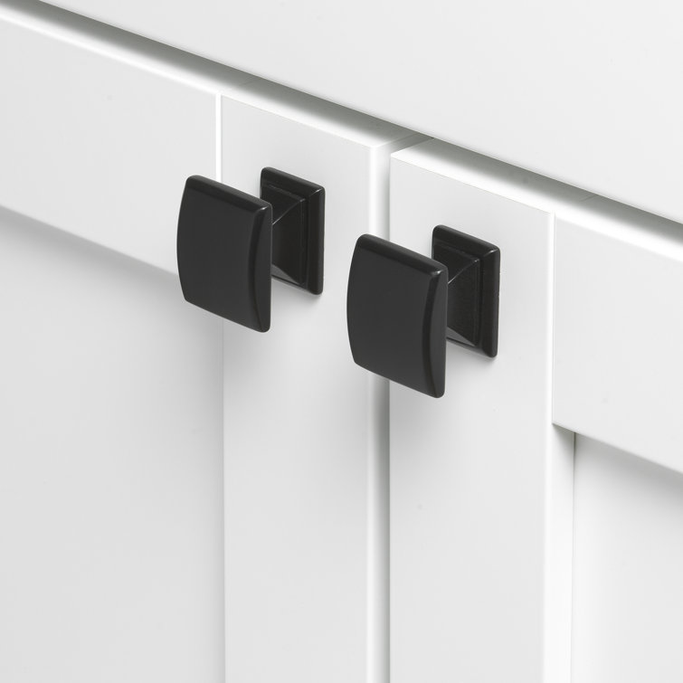Matte Black Square Cabinet Knob with Mounting Hardware