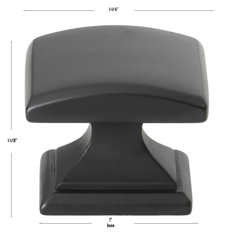 Matte Black Square Cabinet Knob with Mounting Hardware