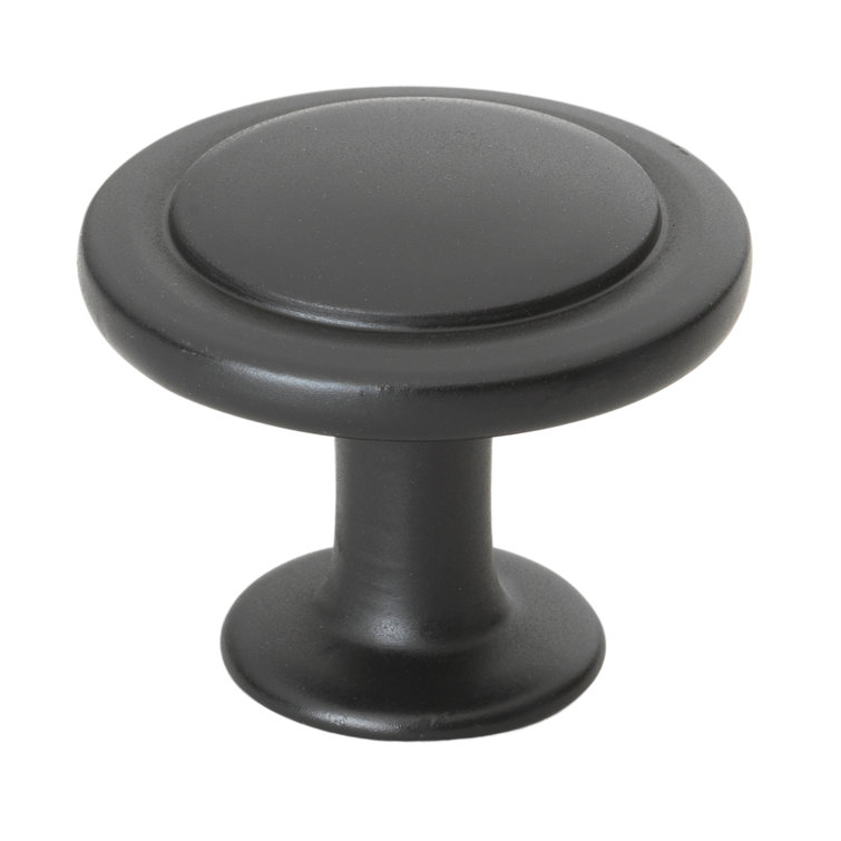 Matte Black Round Zinc Alloy Cabinet Knob with Mounting Hardware