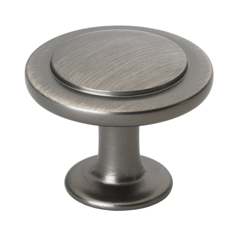 1.25" Round Satin Pewter Cabinet Knob with Mounting Hardware