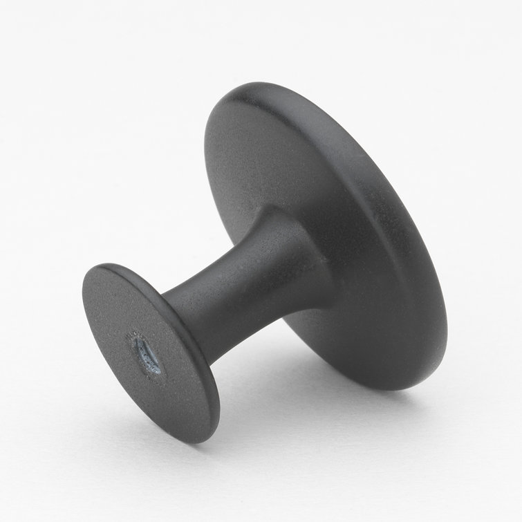 Matte Black Round Zinc Alloy Cabinet Knob with Mounting Hardware