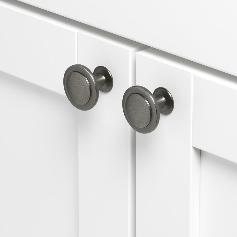 1.25" Round Satin Pewter Cabinet Knob with Mounting Hardware