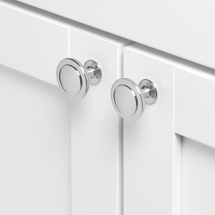 Polished Chrome Round Cabinet Knob with Mounting Hardware