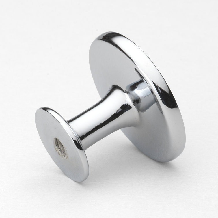 Polished Chrome Round Cabinet Knob with Mounting Hardware
