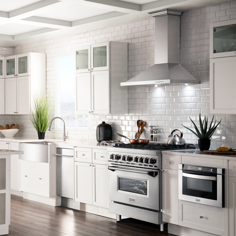 36" Stainless Steel Wall Mounted Range Hood with Crown Molding
