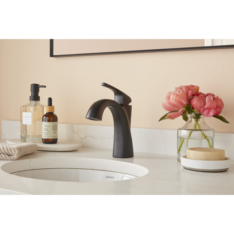 Satin Black Metal Single Handle Bathroom Faucet