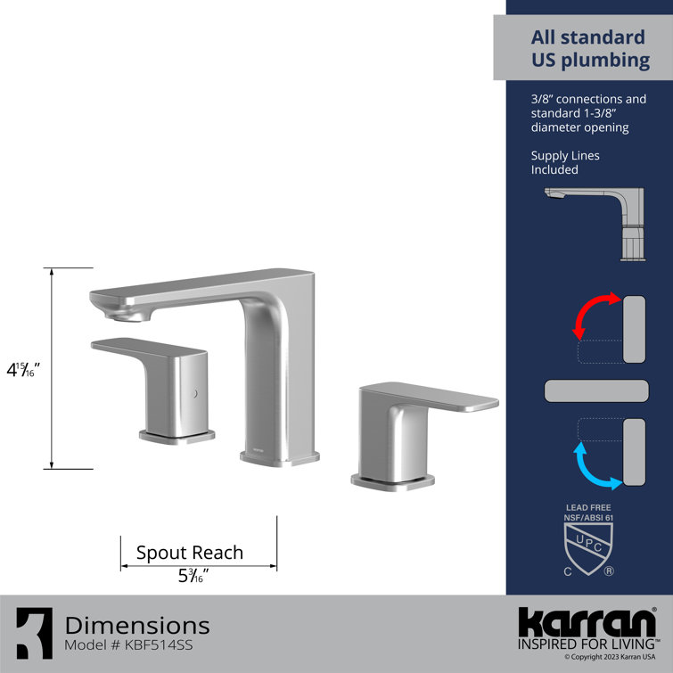 Stainless Steel 2-Handle Widespread Bathroom Faucet with Drain Assembly