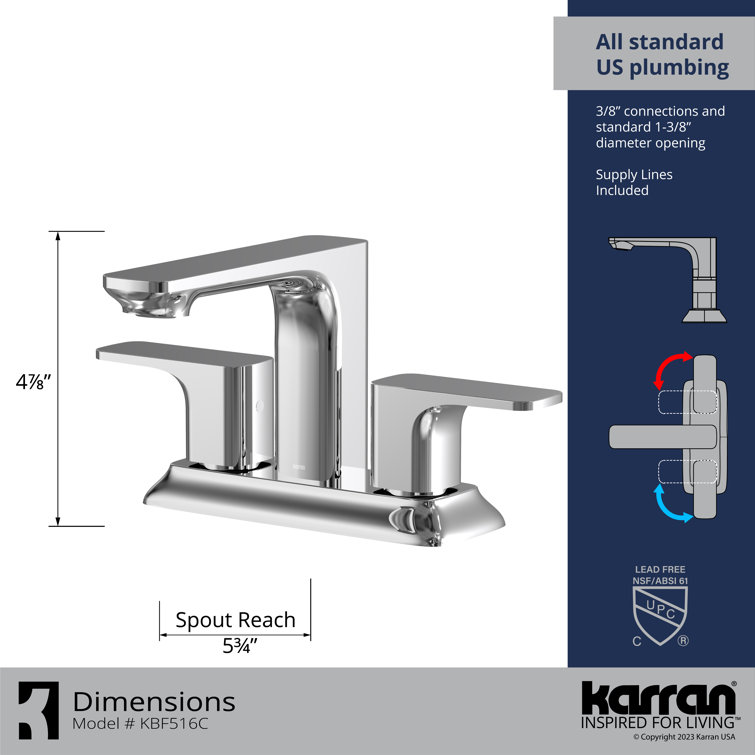 Venda Chrome Dual Handle Centerset Bathroom Faucet with Drain Assembly
