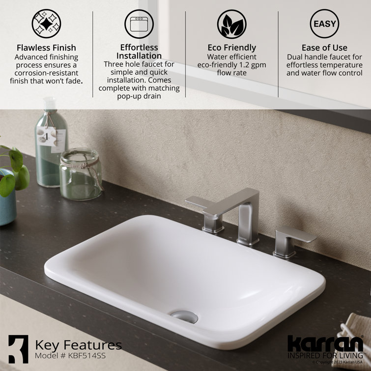 Stainless Steel 2-Handle Widespread Bathroom Faucet with Drain Assembly
