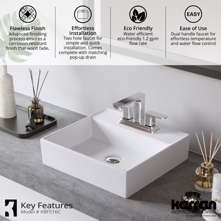 Venda Chrome Dual Handle Centerset Bathroom Faucet with Drain Assembly