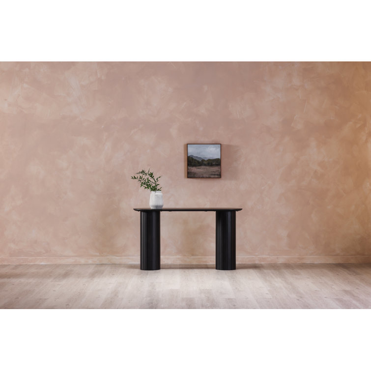 Daley 54'' Black Solid Oak Oval Console Table