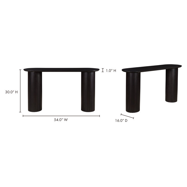 Daley 54'' Black Solid Oak Oval Console Table