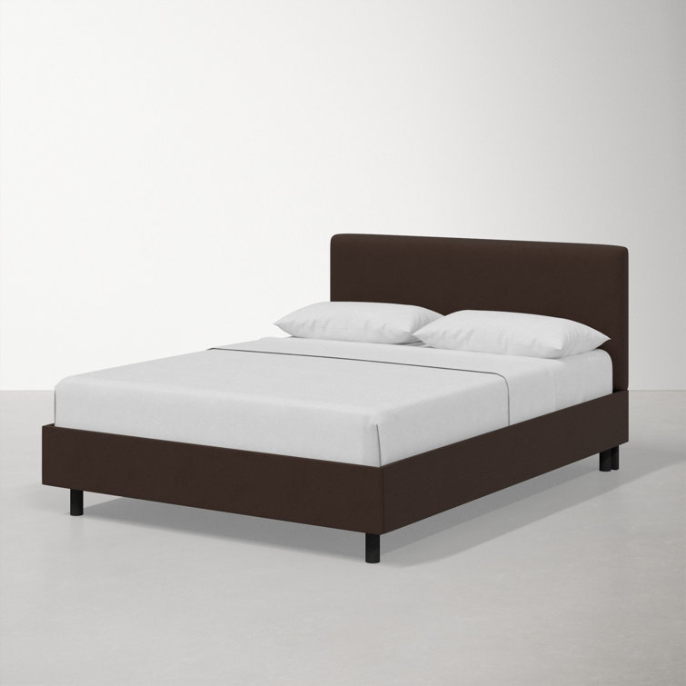 Twin Linen Sandstone Upholstered Bed with Pine Frame
