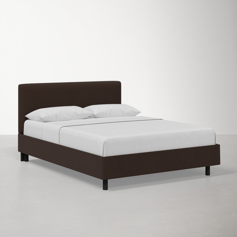 Twin Linen Sandstone Upholstered Bed with Pine Frame