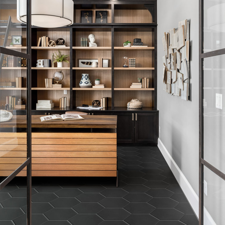Matte Black Hexagon Porcelain Wall and Floor Tile