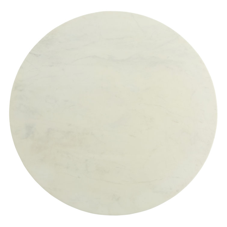 Brussels Round White Marble and Oak Dining Table for Six