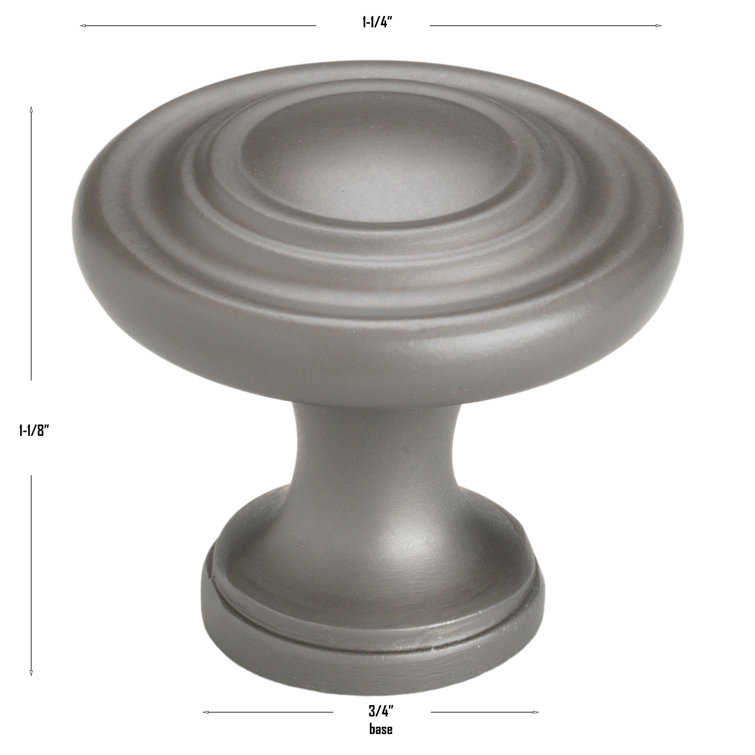 Graphite Gray Round Zinc Alloy Cabinet Knob with Satin Finish