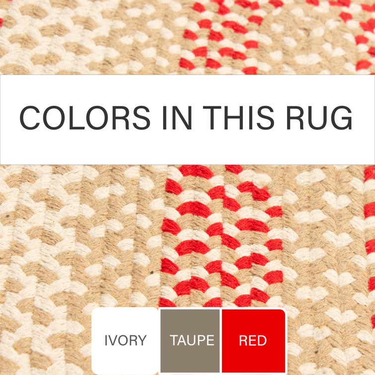 Handmade Braided Beige and Red Cotton Runner Rug