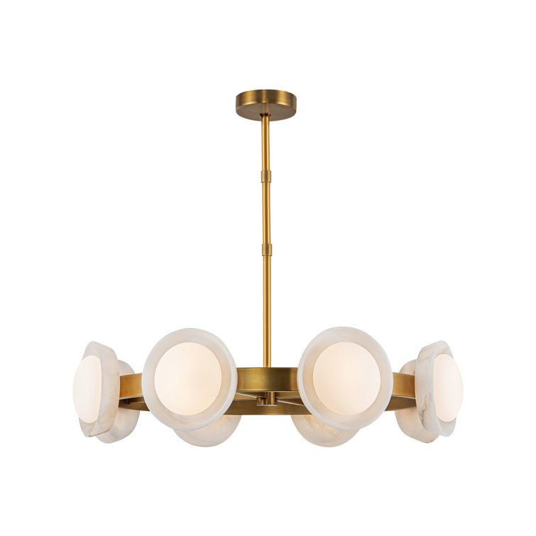 Alonso Vintage Brass and Alabaster LED Chandelier