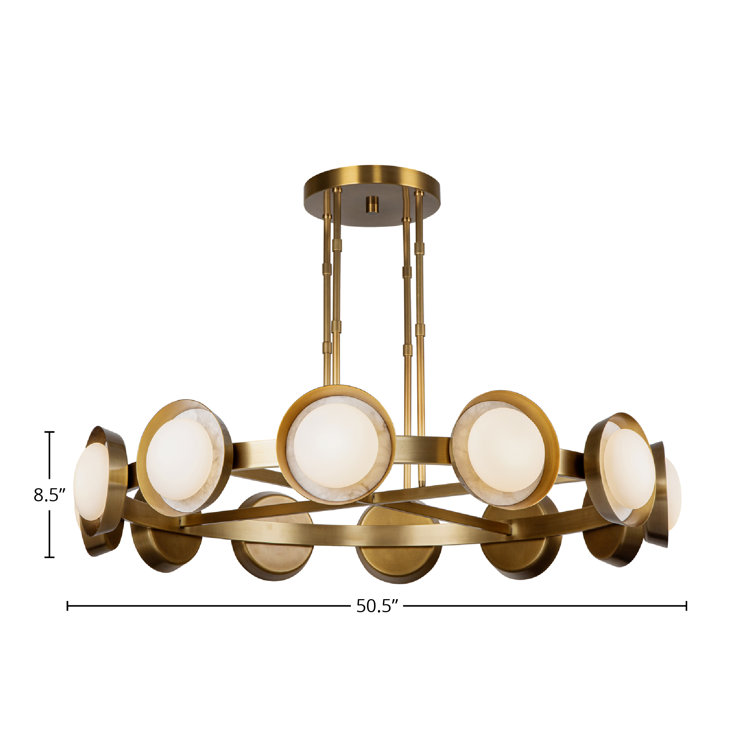 Alonso Vintage Brass 12-Light LED Wagon Wheel Chandelier