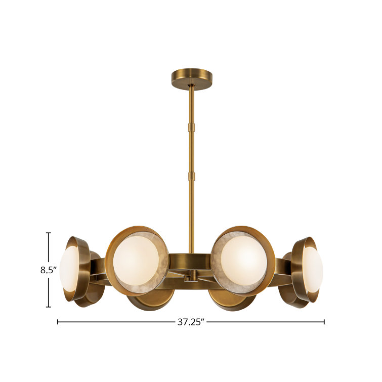 Alonso Vintage Brass and Alabaster LED Chandelier