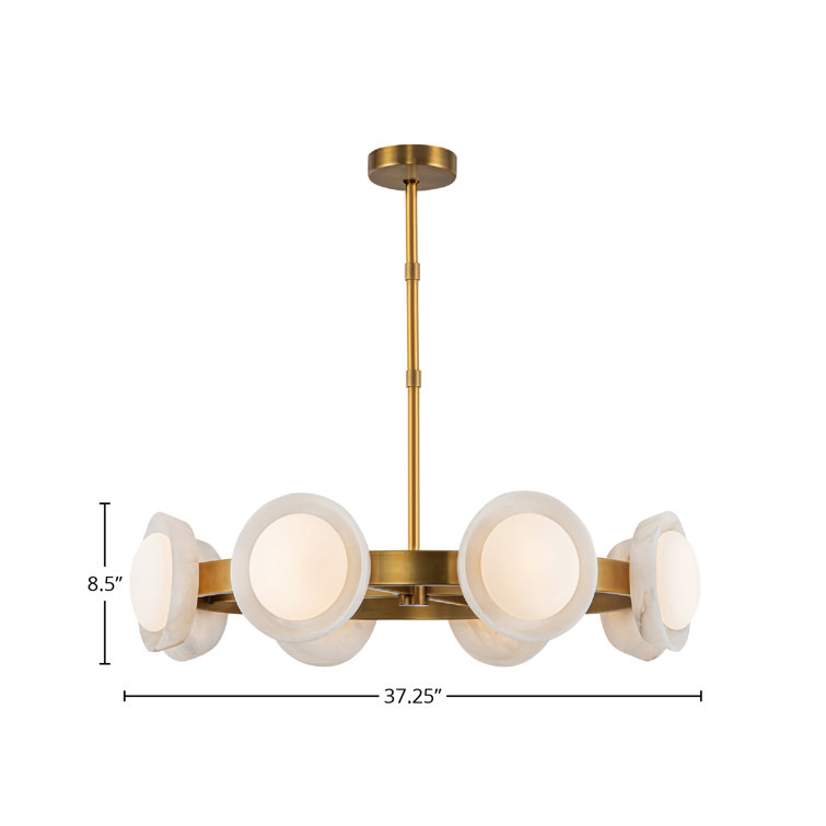 Alonso Vintage Brass and Alabaster LED Chandelier
