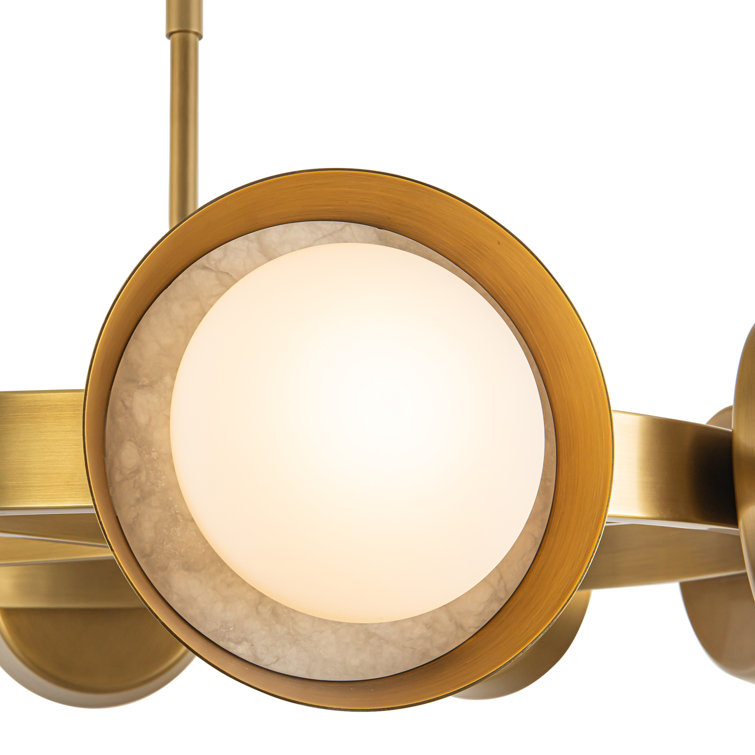 Alonso Vintage Brass and Alabaster LED Chandelier