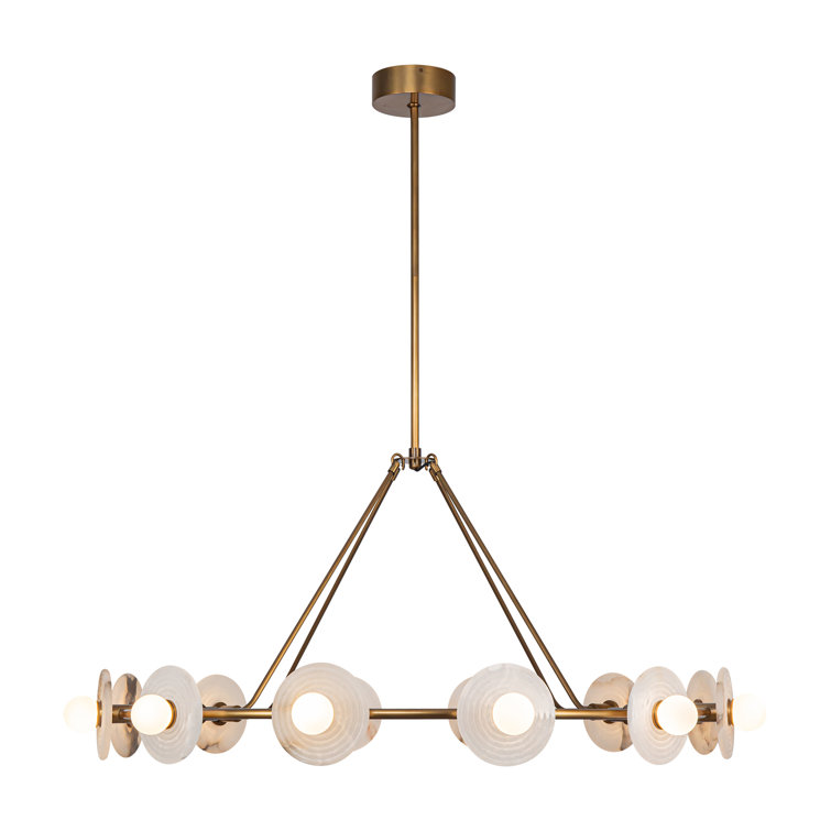 Vintage Brass and Alabaster 12-Light LED Chandelier