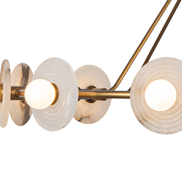Vintage Brass and Alabaster 12-Light LED Chandelier
