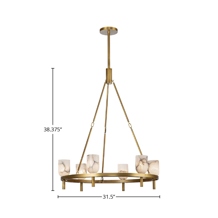 Lucian Vintage Brass and Crystal 6-Light Chandelier