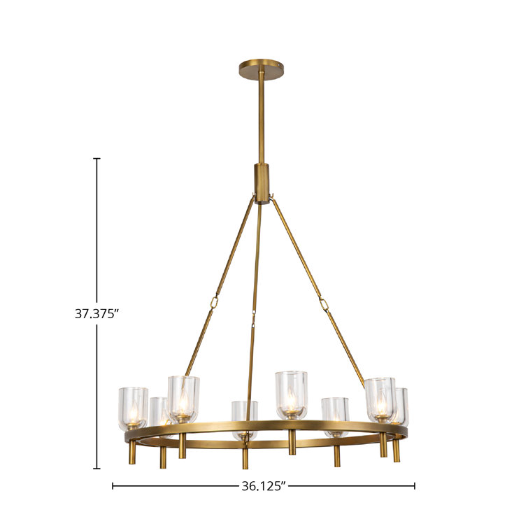 Lucian Vintage Brass and Crystal 8-Light Chandelier