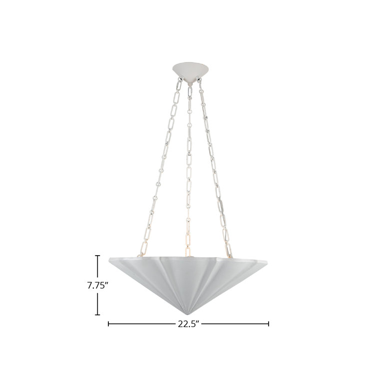 Antique White Geometric Metal Chandelier with Resin Shade