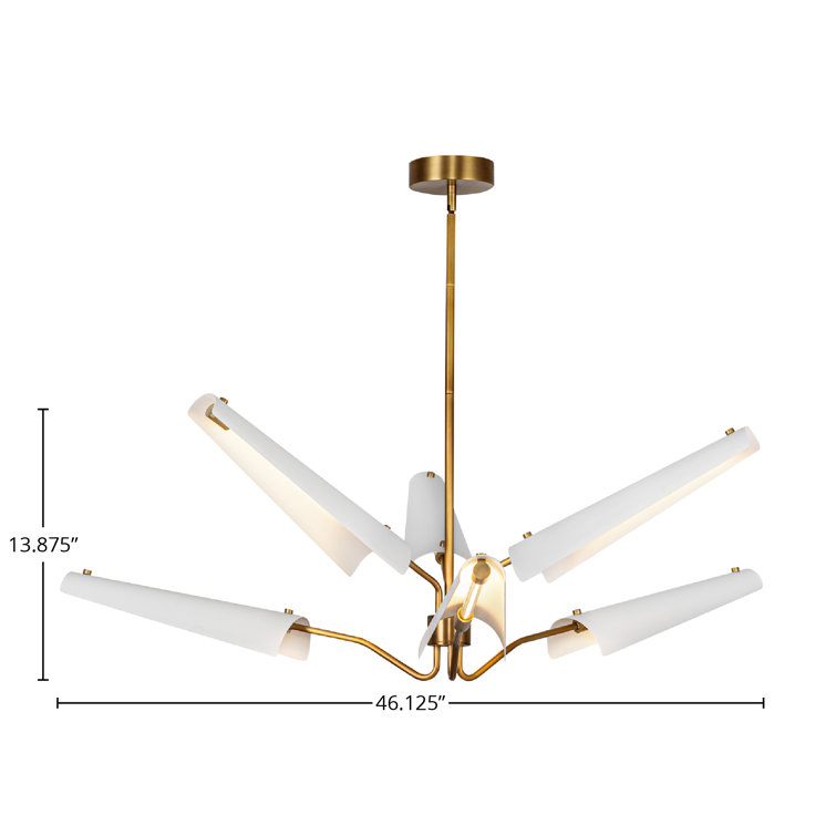 Osorio 46" Brass and Matte White LED Chandelier