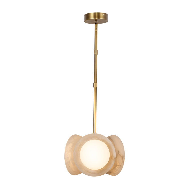 Vintage Brass and Alabaster LED Pendant Light