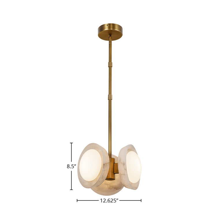 Vintage Brass and Alabaster LED Pendant Light