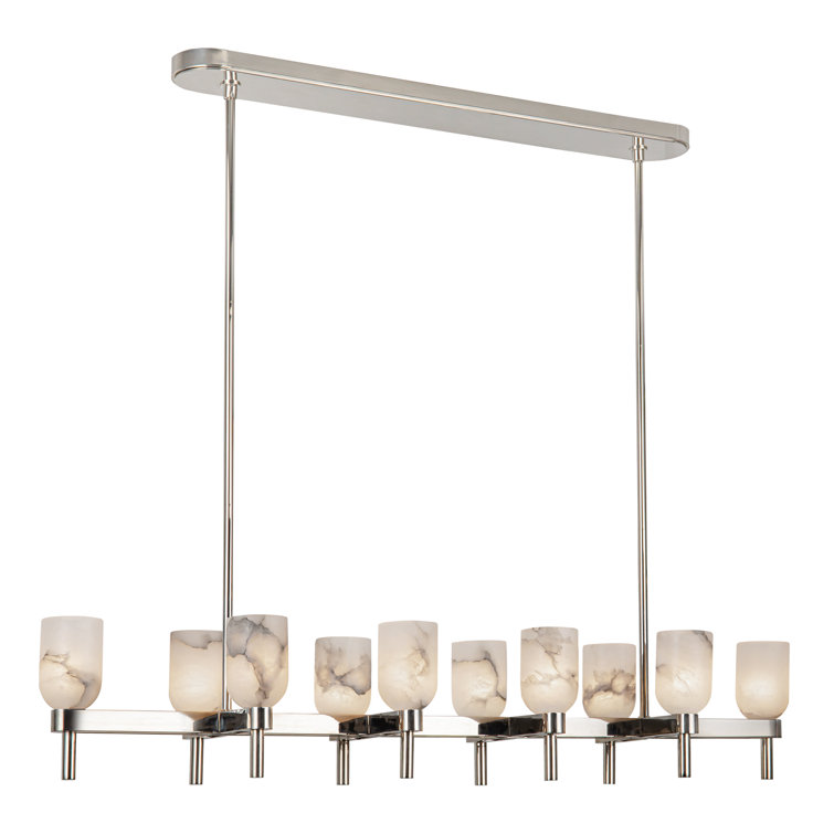 Lucian 52" Polished Nickel and Alabaster 10-Light Linear Pendant