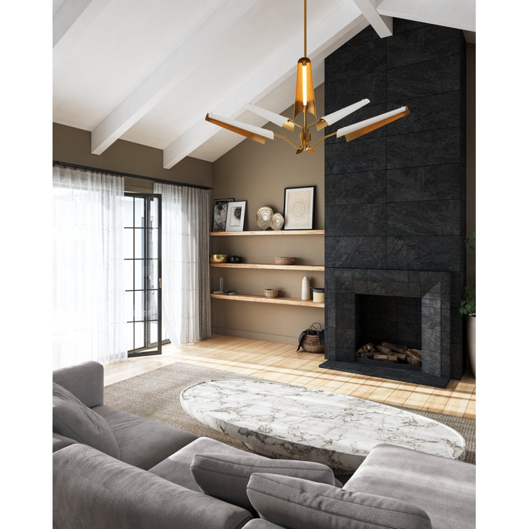Osorio 46" Brass and Matte White LED Chandelier
