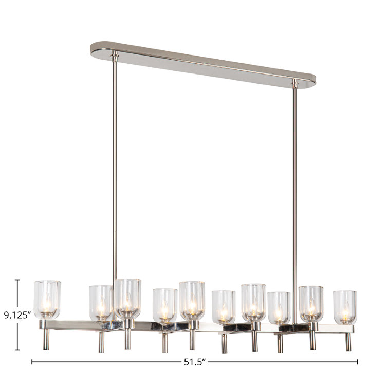 Lucian Clear Crystal and Polished Nickel 10-Light Island Pendant