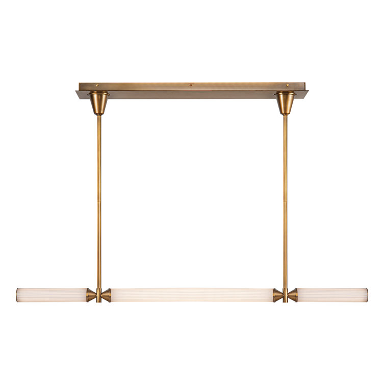 Edwin Vintage Brass and Frosted Ribbed Glass LED Island Pendant