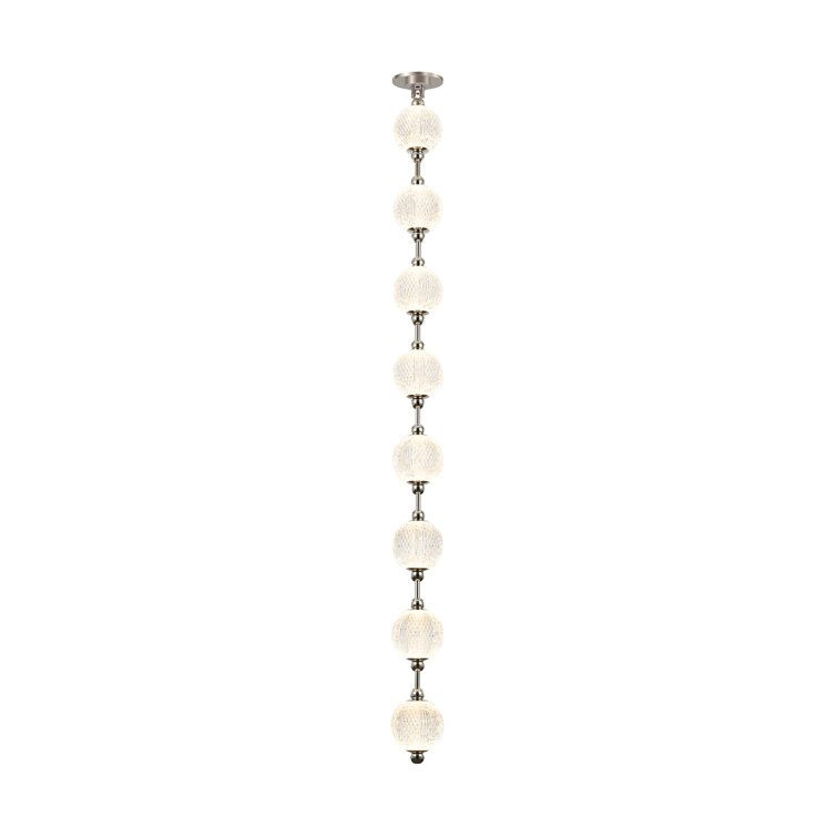 Polished Nickel 58" LED Pendant Light with Spherical Design