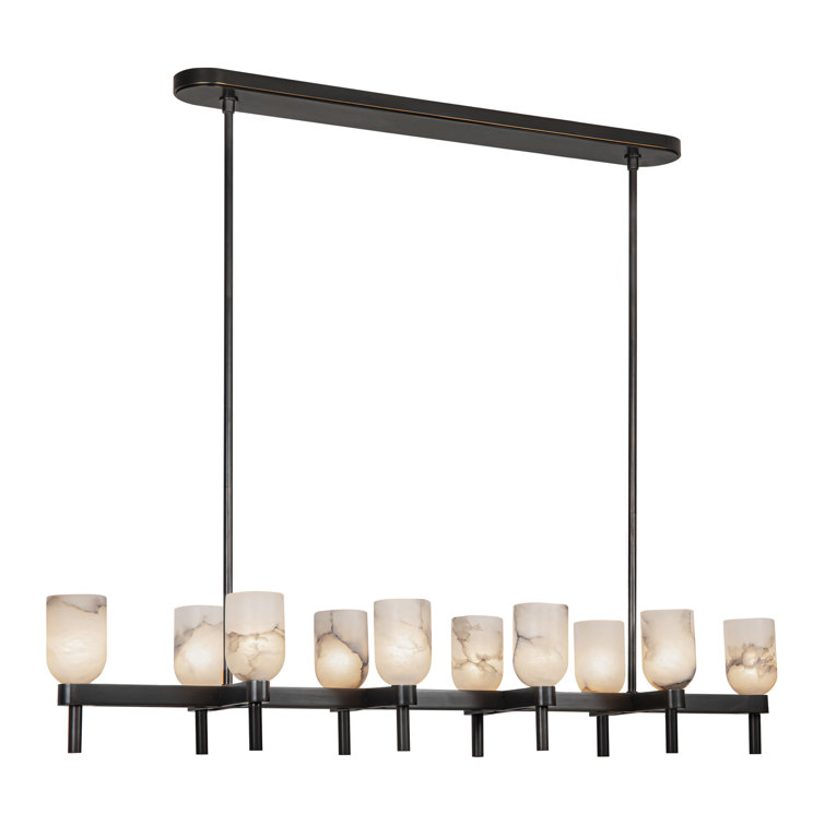 Lucian Urban Bronze Alabaster Glass Bowl Island Pendant