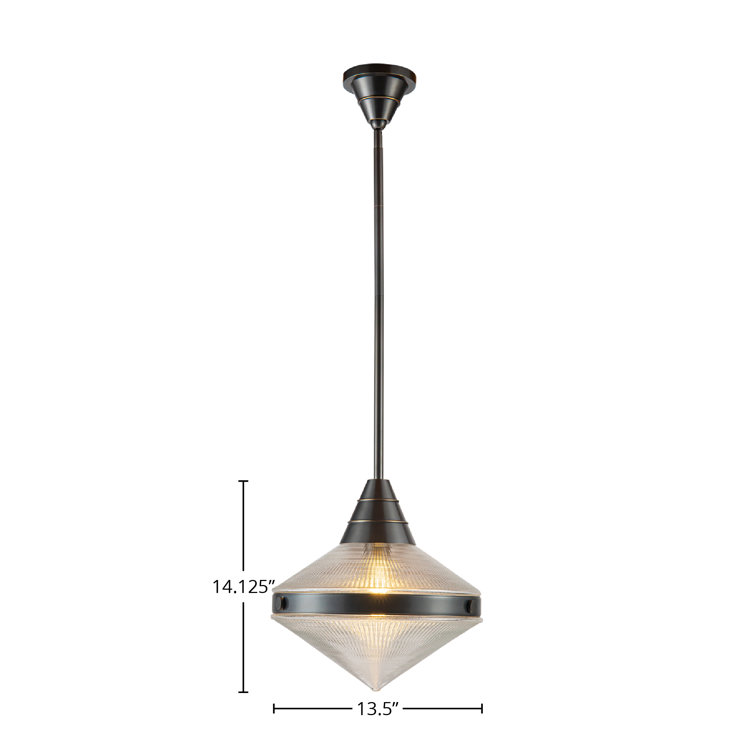 Urban Bronze Prismatic Glass Pendant Light with Metal Accents