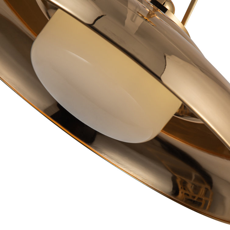 Polished Brass Modern Dome Pendant Light with Glass Shade