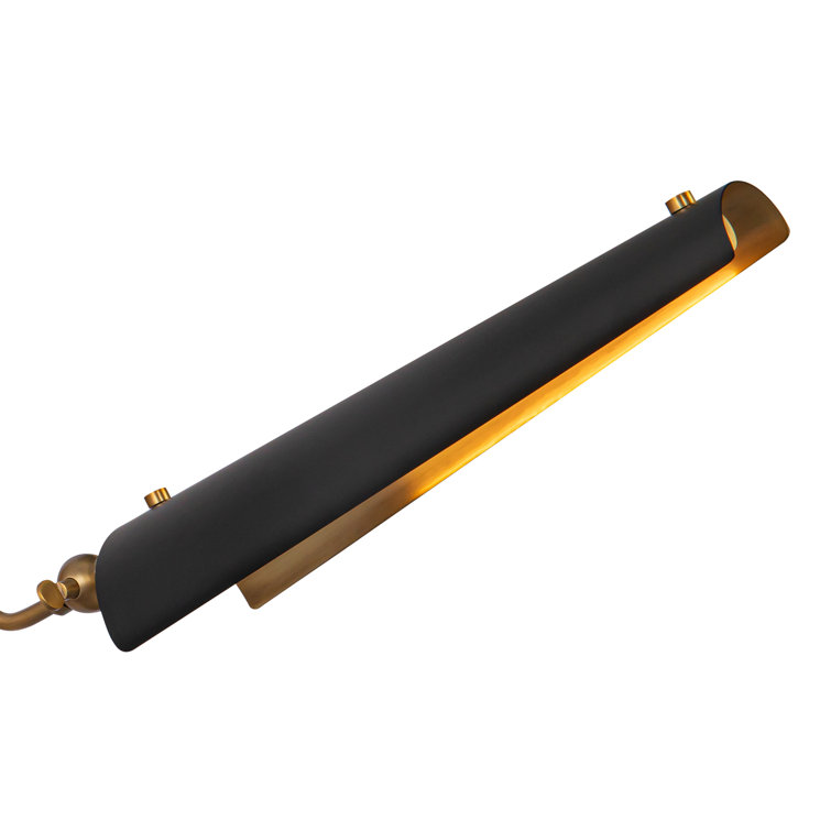 Matte Black and Brass Dimmable Swing Arm LED Sconce