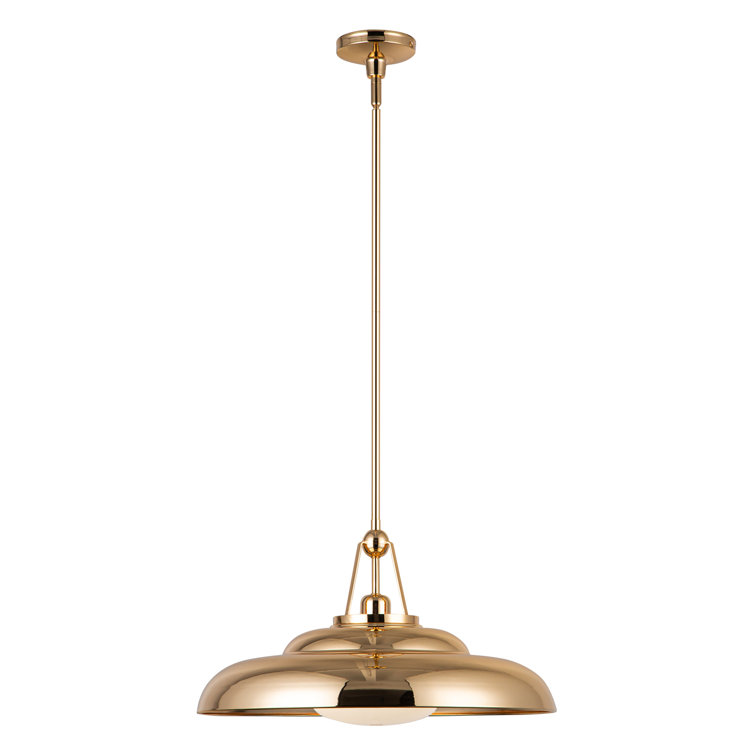 Polished Brass Modern Dome Pendant Light with Glass Shade
