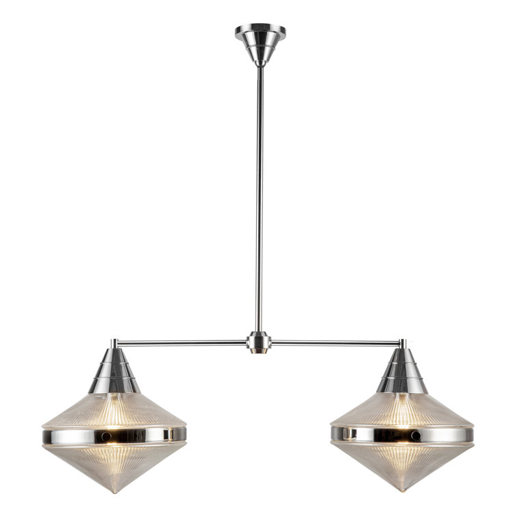 Willard 41" Polished Nickel Prismatic Glass Linear Pendant Light