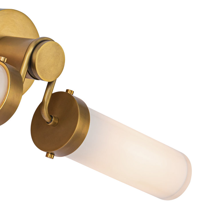Vintage Brass and Opal Glass 2-Light Vanity Fixture