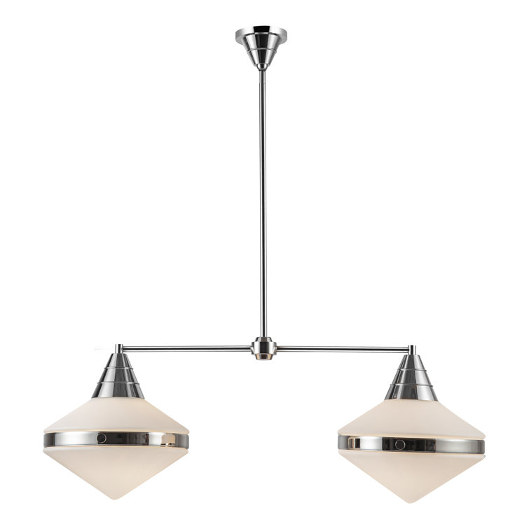 Polished Nickel and Opal Matte Glass Island Pendant Light