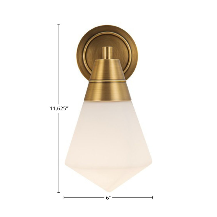 Vintage Brass and Opal Glass Geometric Wall Sconce