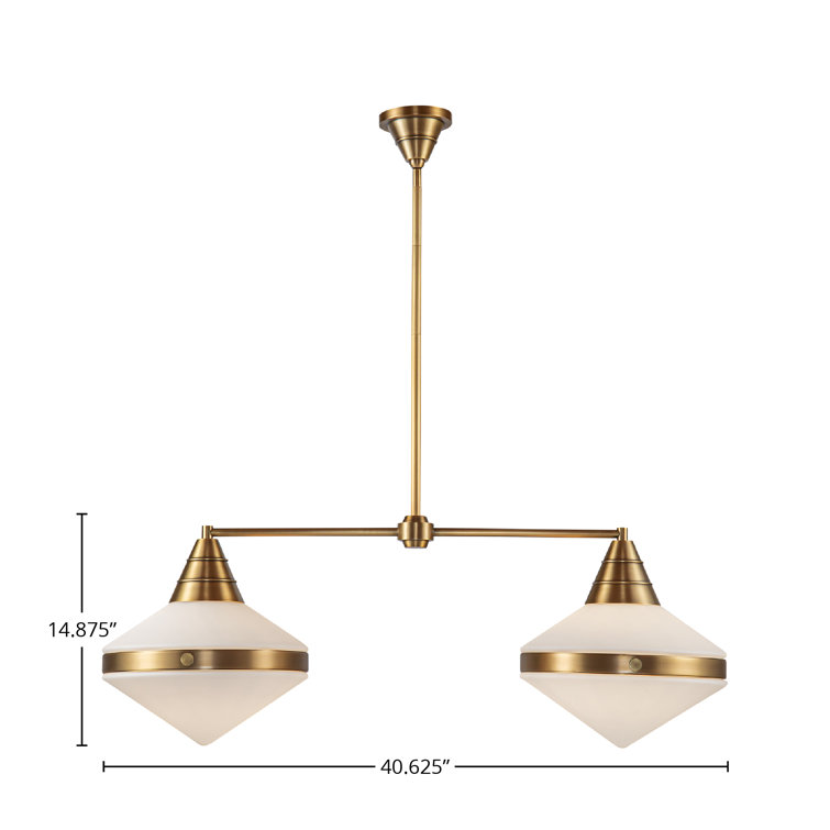 Vintage Brass and Opal Glass 2-Light Island Pendant